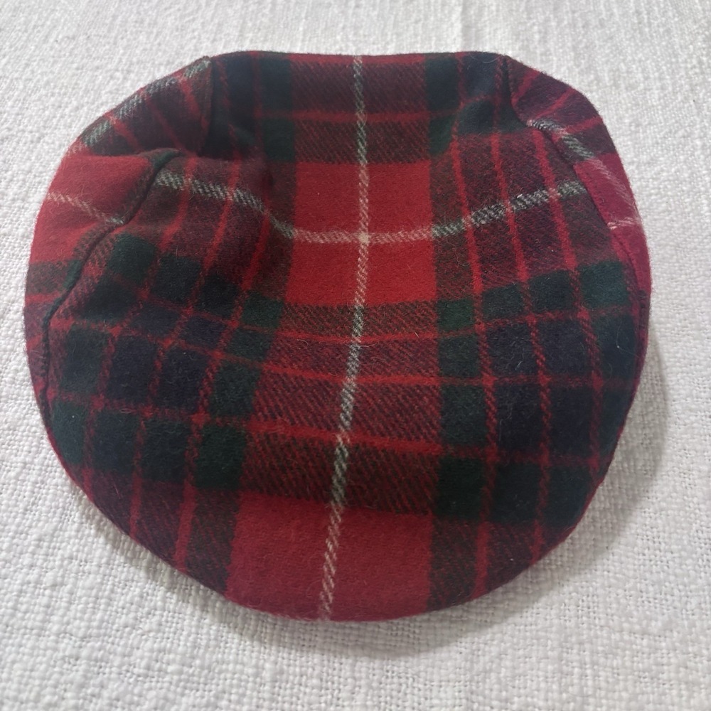 Vintage Woolrich Newsboy Cap Hat Wool Nylon Mens Small/Medium Red Plaid USA Made